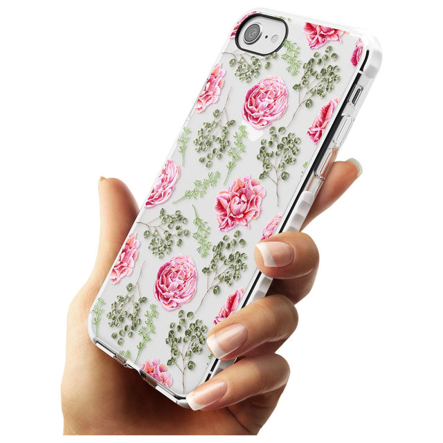 Roses & Eucalyptus Transparent Floral Impact Phone Case for iPhone SE 8 7 Plus
