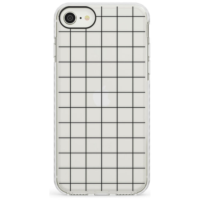 Simplistic Large Grid Pattern Black (Transparent) Impact Phone Case for iPhone SE 8 7 Plus