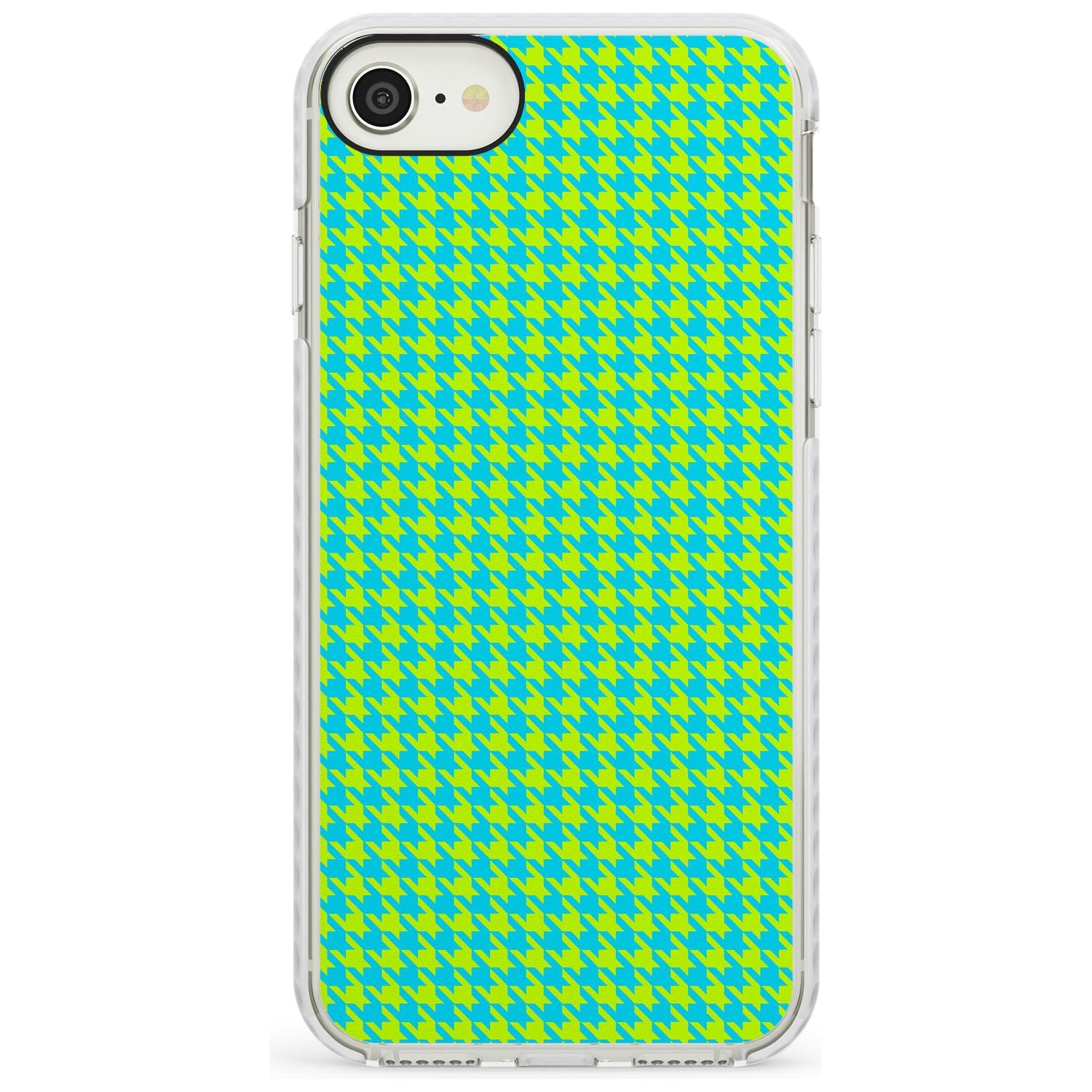 Neon Lime & Turquoise Houndstooth Pattern Impact Phone Case for iPhone SE 8 7 Plus