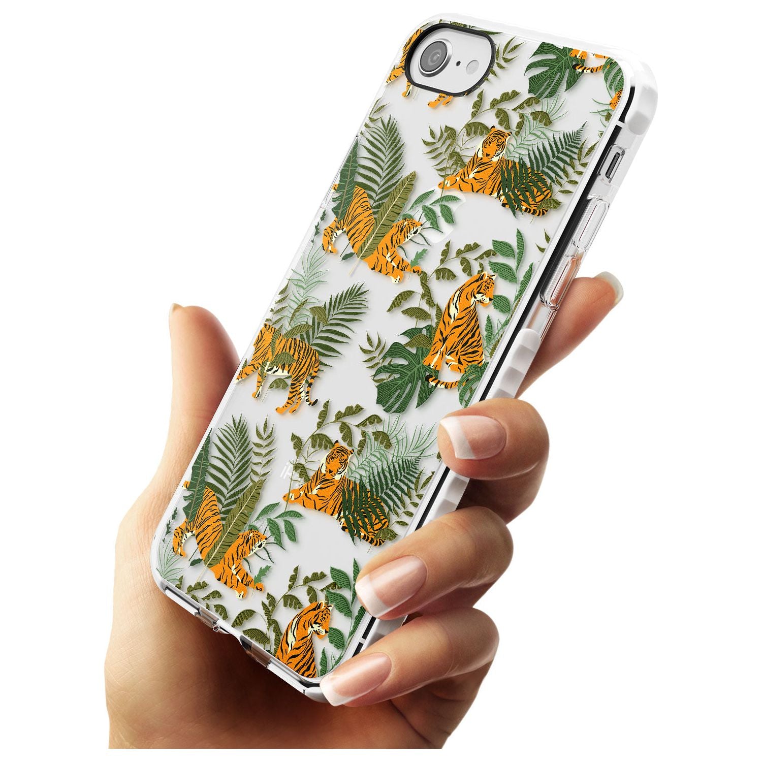ClearTiger & Fern Jungle Cat Pattern Impact Phone Case for iPhone SE 8 7 Plus