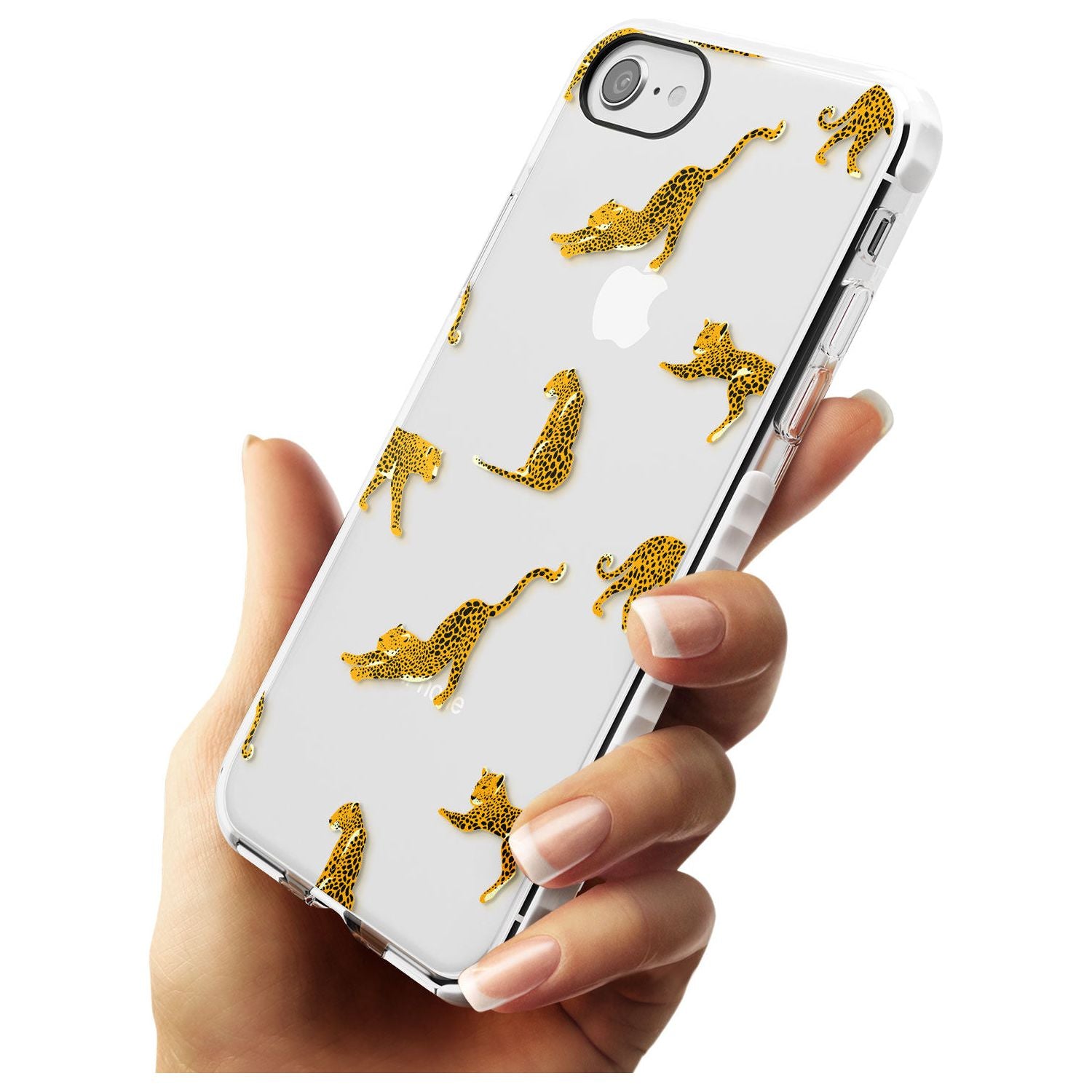 Clear Jaguar Jungle Cat Pattern Impact Phone Case for iPhone SE 8 7 Plus