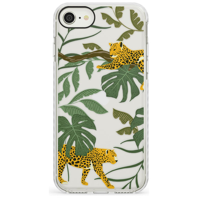 Two Jaguars & Foliage Jungle Cat Pattern Impact Phone Case for iPhone SE 8 7 Plus