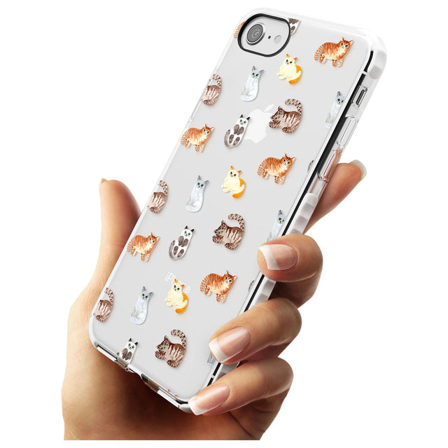 Cute Cat Pattern - Clear Slim TPU Phone Case for iPhone SE 8 7 Plus