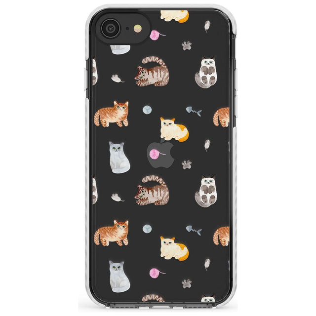 Cats with Toys - Clear Slim TPU Phone Case for iPhone SE 8 7 Plus