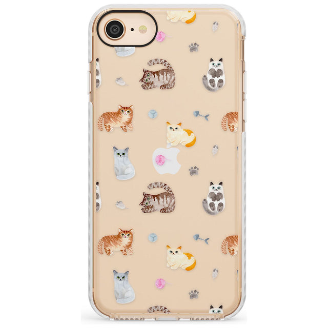 Cats with Toys - Clear Slim TPU Phone Case for iPhone SE 8 7 Plus