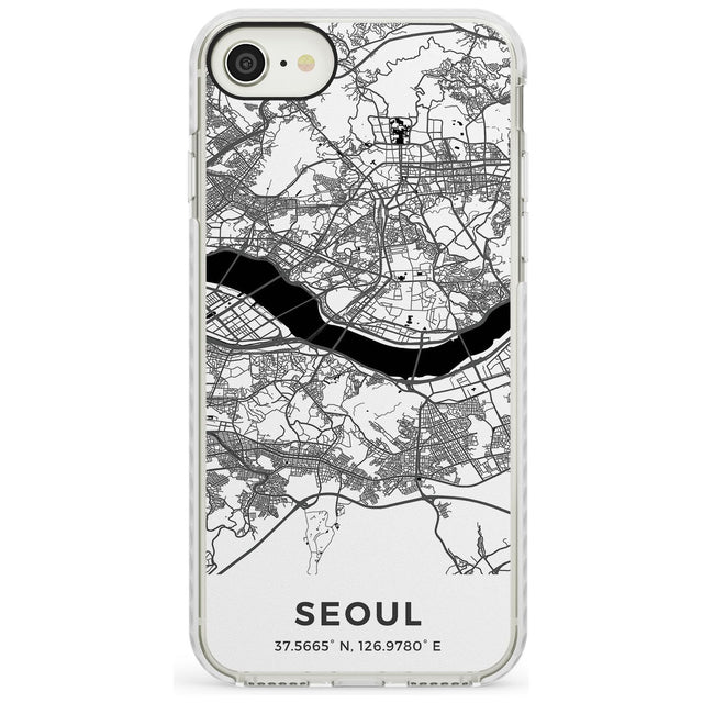 Map of Seoul, South Korea Impact Phone Case for iPhone SE 8 7 Plus