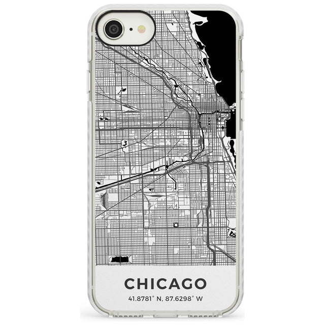 Map of Chicago, Illinois Impact Phone Case for iPhone SE 8 7 Plus
