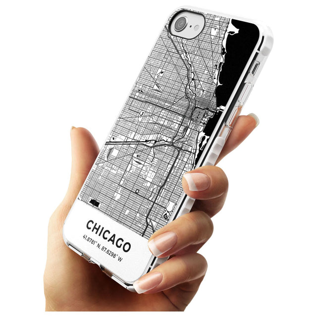 Map of Chicago, Illinois Impact Phone Case for iPhone SE 8 7 Plus