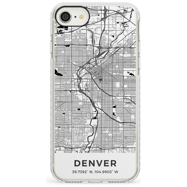 Map of Denver, Colorado Impact Phone Case for iPhone SE 8 7 Plus