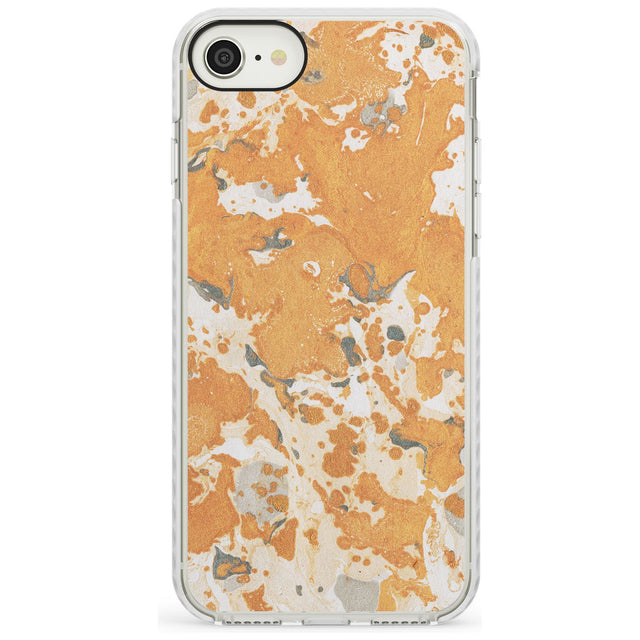 Orange Marbled Paper Pattern Impact Phone Case for iPhone SE 8 7 Plus