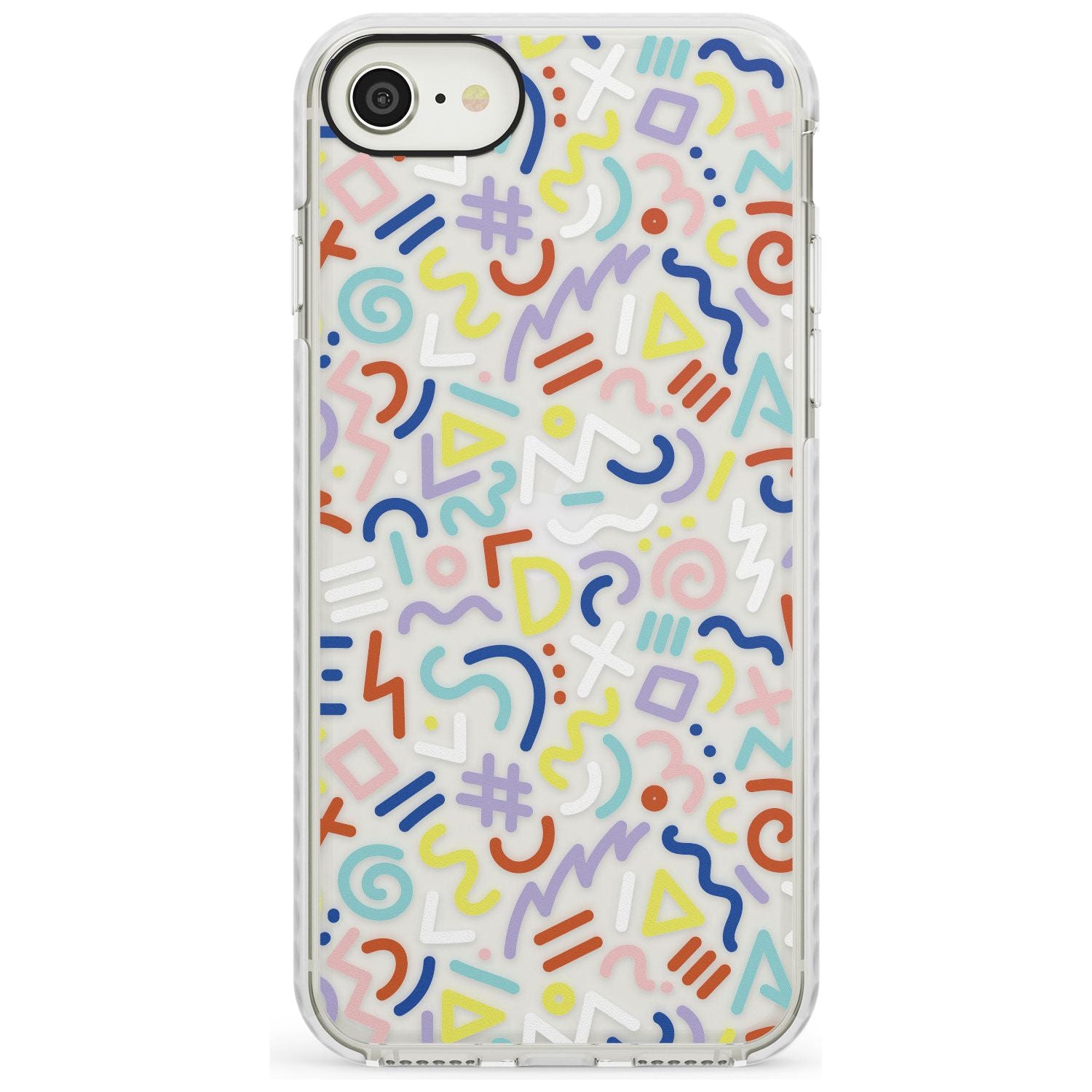 Colourful Mixed Shapes Retro Pattern Design Impact Phone Case for iPhone SE 8 7 Plus