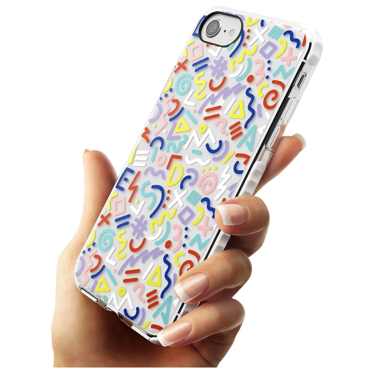 Colourful Mixed Shapes Retro Pattern Design Impact Phone Case for iPhone SE 8 7 Plus