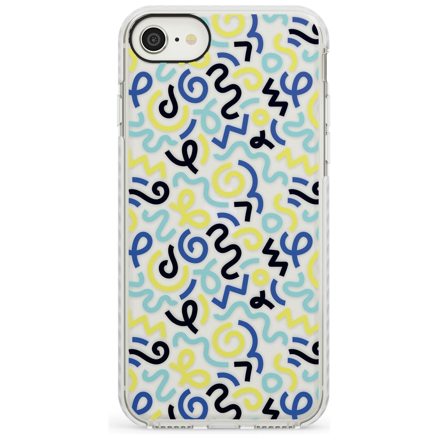 Blue & Yellow Shapes Memphis Retro Pattern Design Impact Phone Case for iPhone SE 8 7 Plus