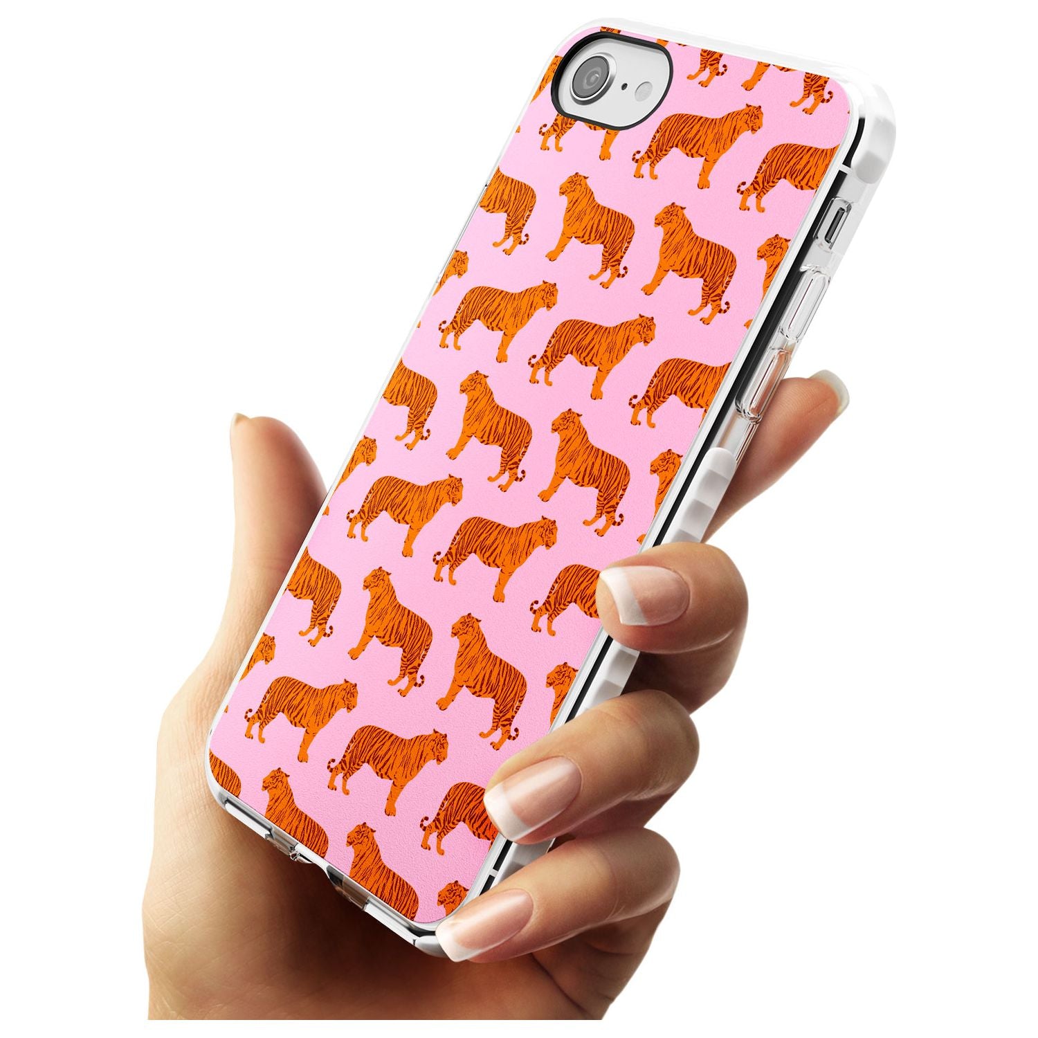 Tigers on Pink Pattern Impact Phone Case for iPhone SE 8 7 Plus