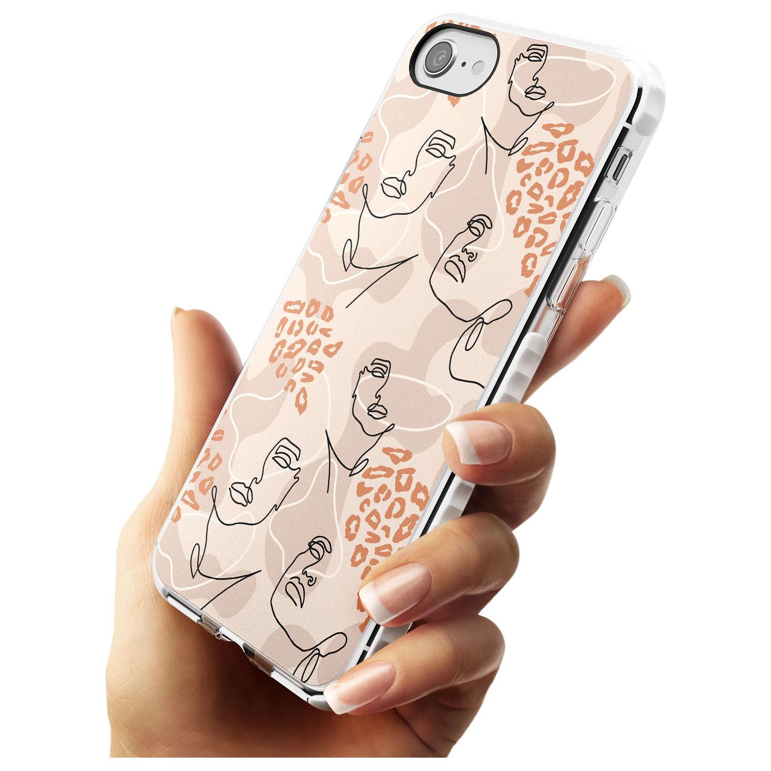 Leopard Print Stylish Abstract Faces Impact Phone Case for iPhone SE 8 7 Plus