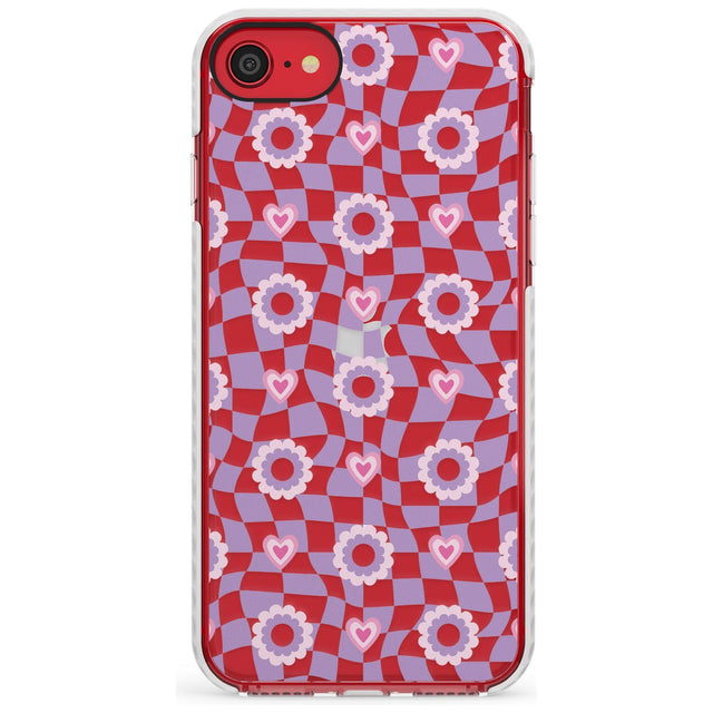 Checkered Love Pattern Impact Phone Case for iPhone SE 8 7 Plus