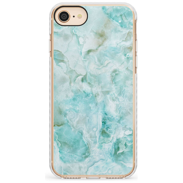 Turquoise Aqua Onyx Marble Slim TPU Phone Case for iPhone SE 8 7 Plus