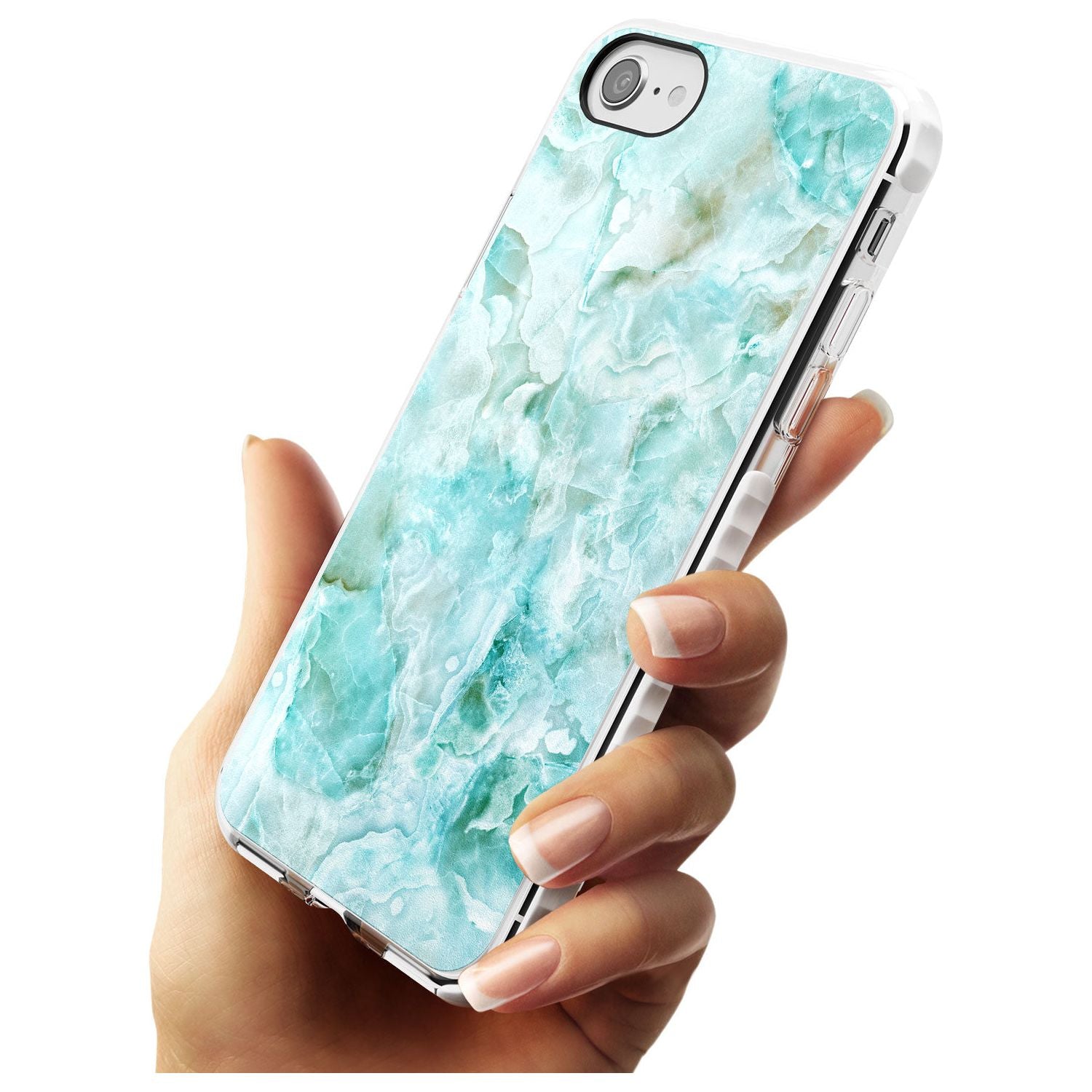 Turquoise Aqua Onyx Marble Slim TPU Phone Case for iPhone SE 8 7 Plus