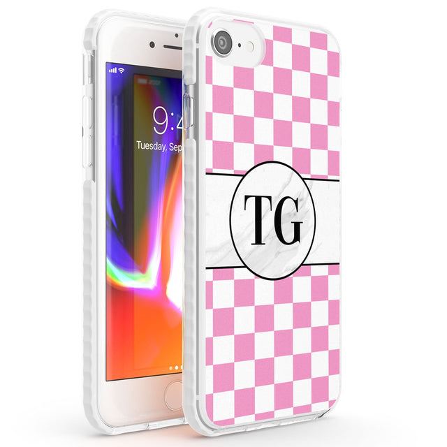 Personalised Monogrammed Pink Check Phone Case iPhone 7/8 / Impact Case,iPhone SE / Impact Case Blanc Space