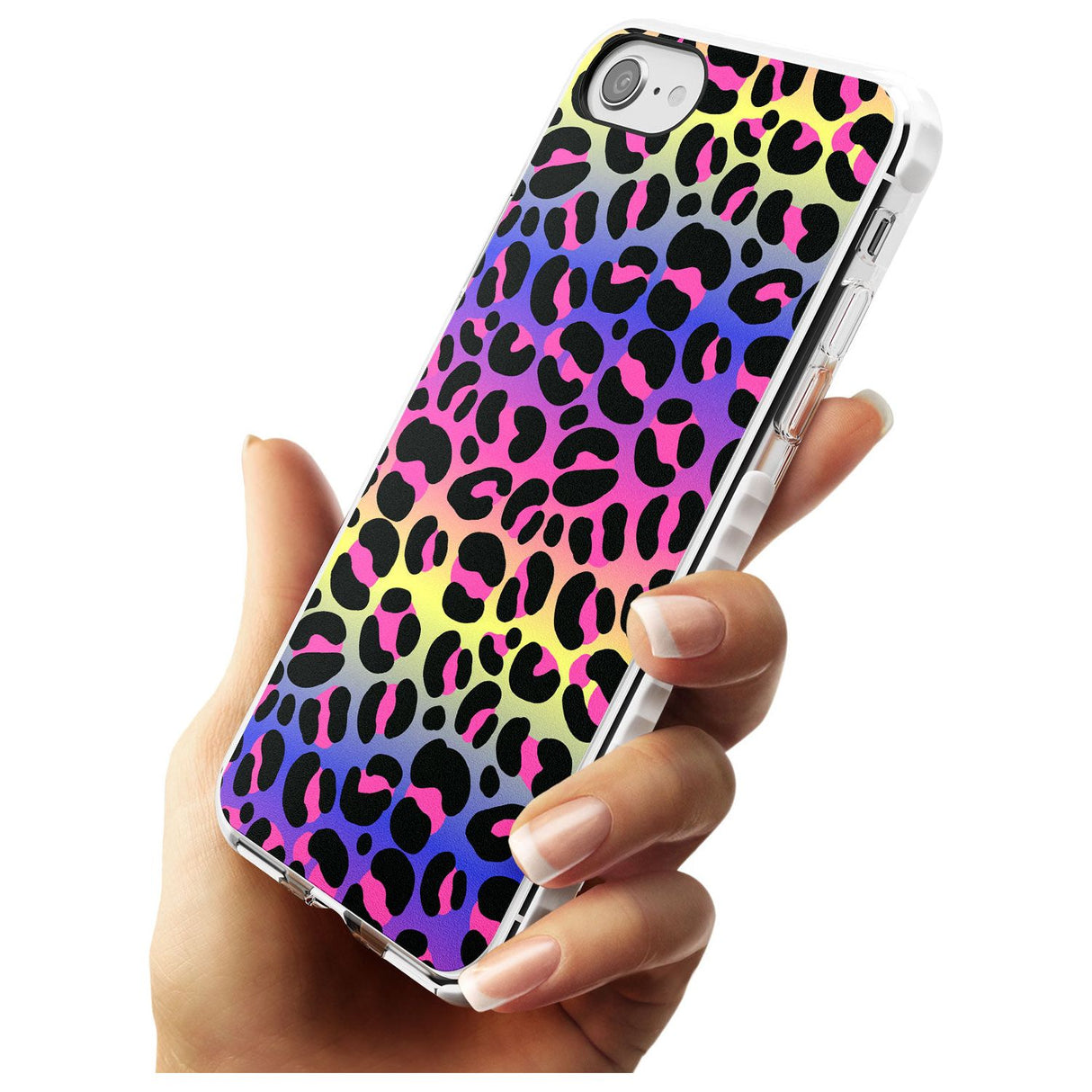 Rainbow Gradient Leopard Print Slim TPU Phone Case for iPhone SE 8 7 Plus