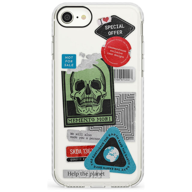 Skull Sticker Mix Slim TPU Phone Case for iPhone SE 8 7 Plus