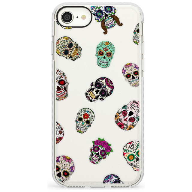 Mixed Sugar Skull Pattern Impact Phone Case for iPhone SE 8 7 Plus