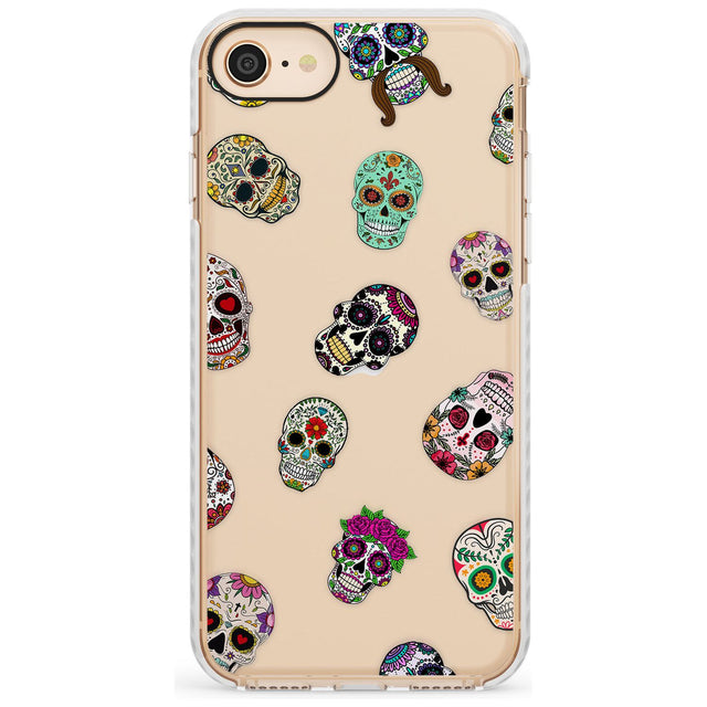Mixed Sugar Skull Pattern Impact Phone Case for iPhone SE 8 7 Plus