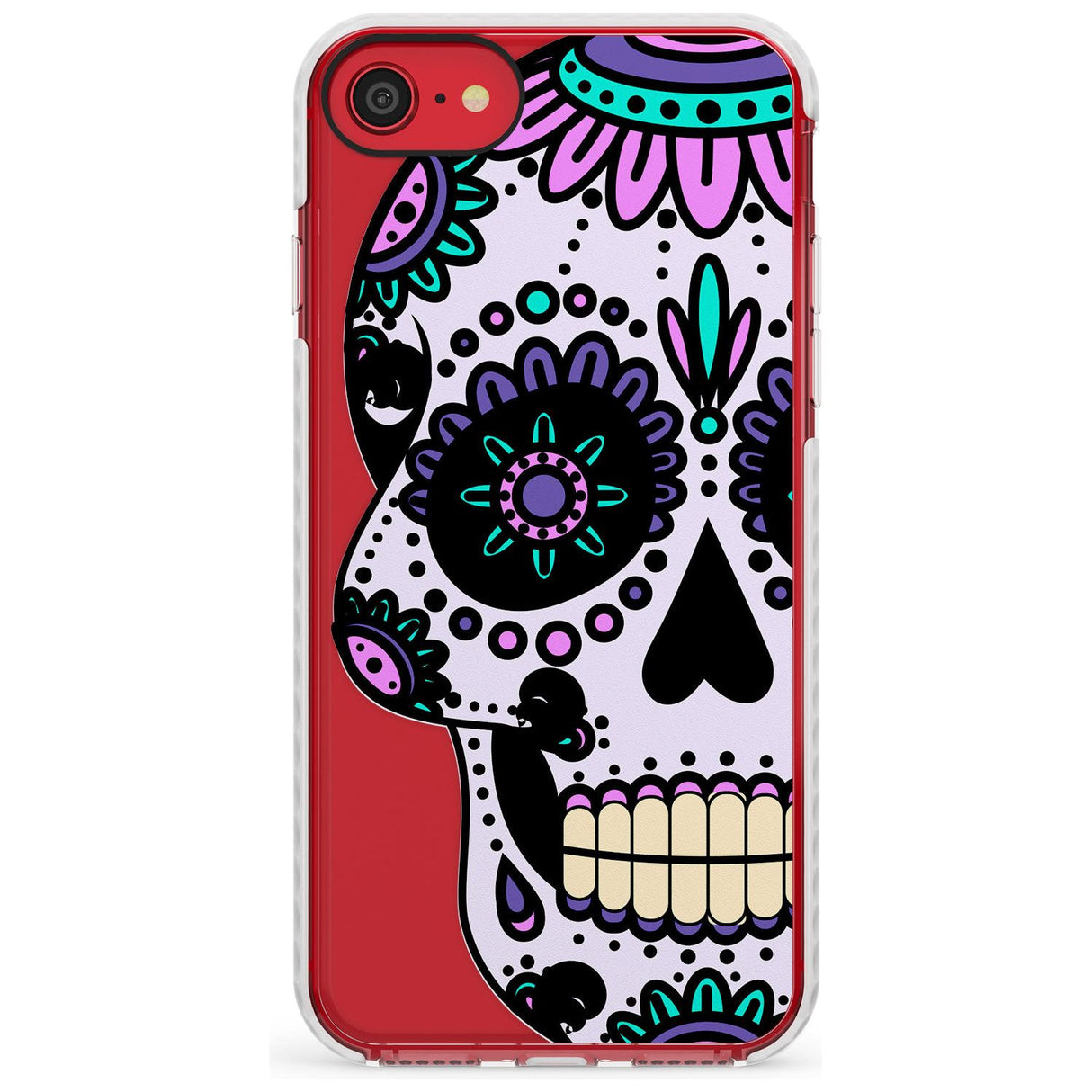 Violet Sugar Skull Impact Phone Case for iPhone SE 8 7 Plus