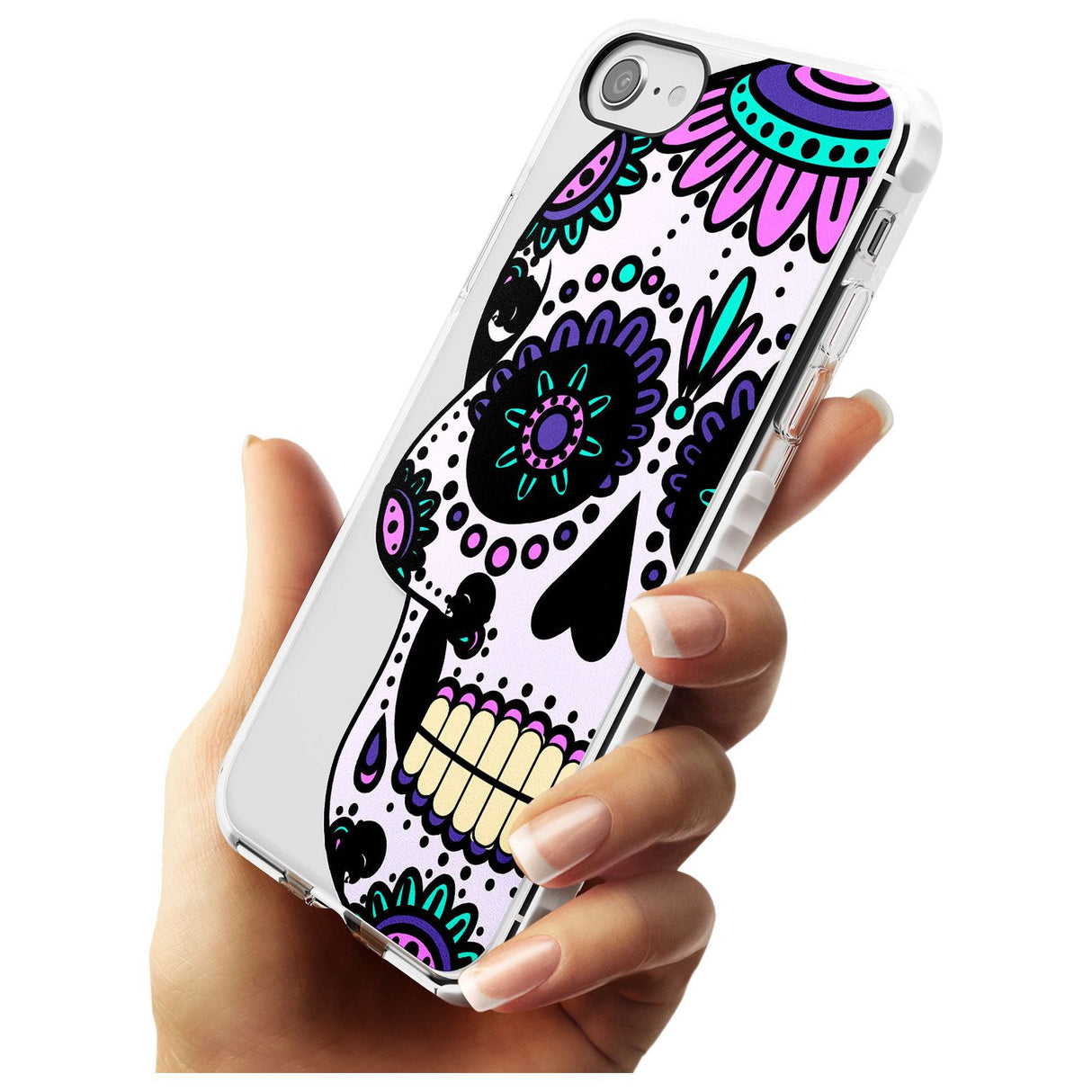 Violet Sugar Skull Impact Phone Case for iPhone SE 8 7 Plus