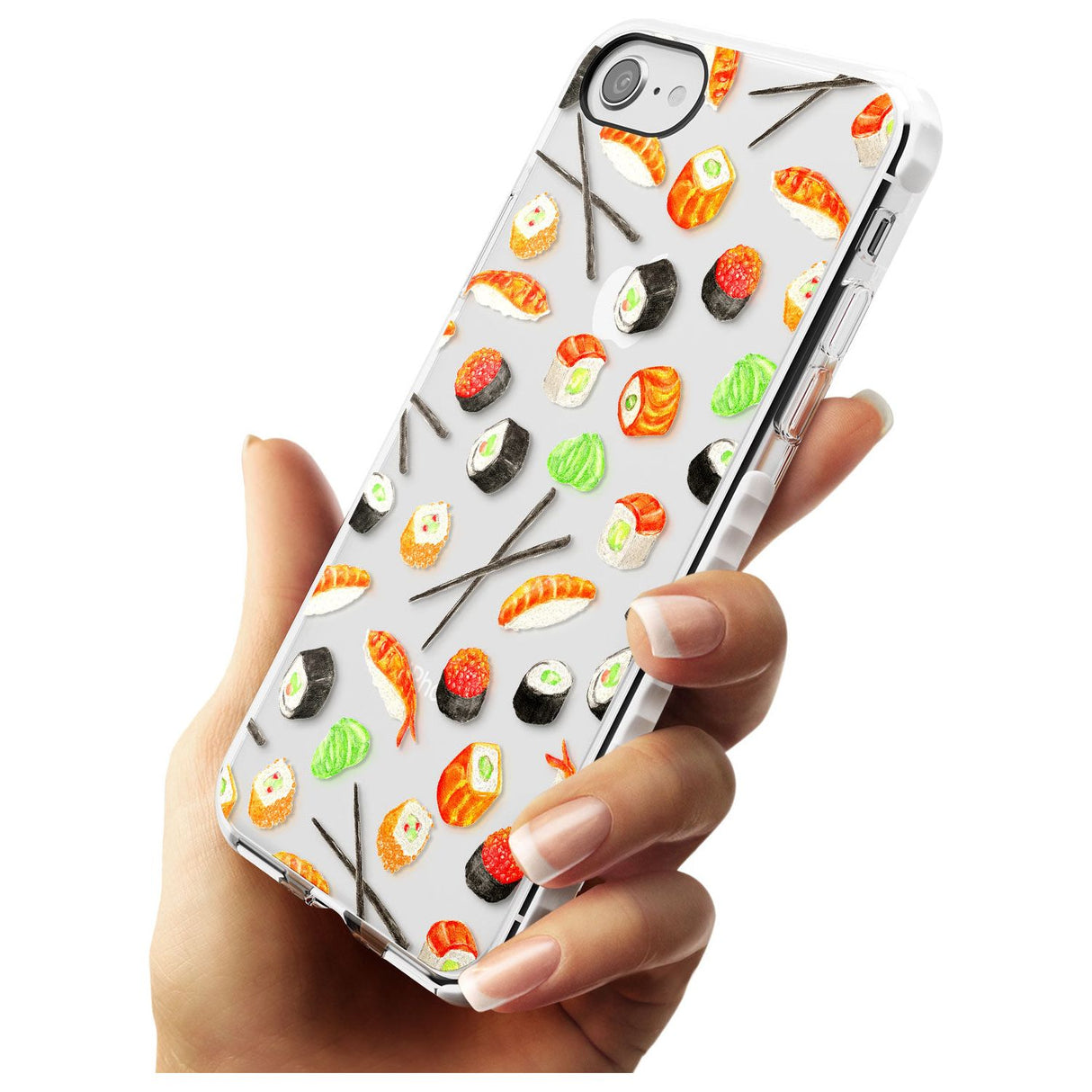 Sushi & Chopsticks Watercolour Pattern Impact Phone Case for iPhone SE 8 7 Plus