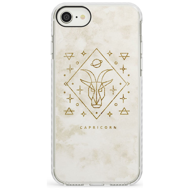 Capricorn Emblem - Solid Gold Marbled Design Impact Phone Case for iPhone SE 8 7 Plus