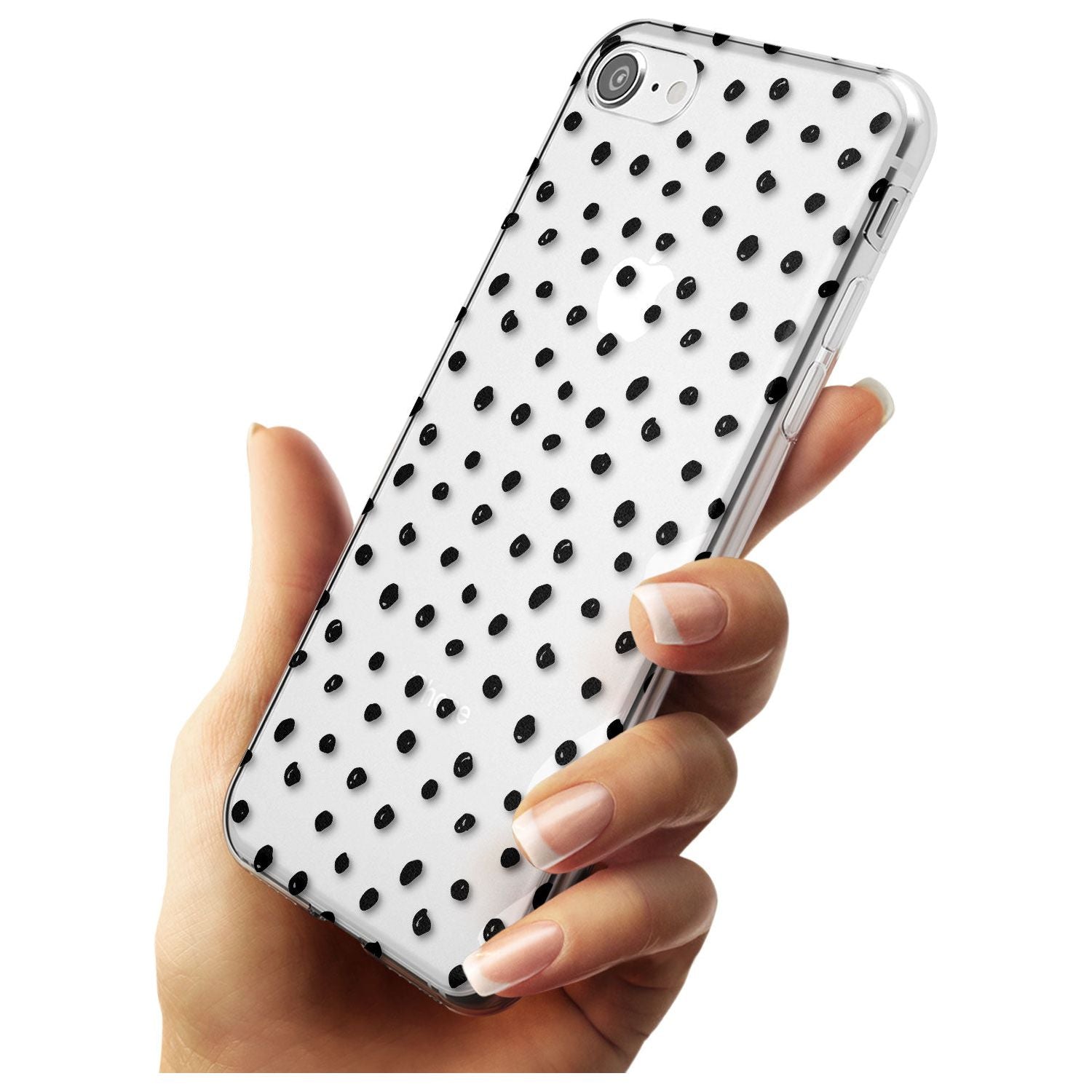 Messy Black Dot Pattern Black Impact Phone Case for iPhone SE 8 7 Plus