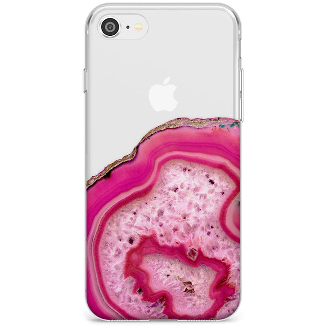 Bright Pink Gemstone Crystal Clear Design Slim TPU Phone Case for iPhone SE 8 7 Plus