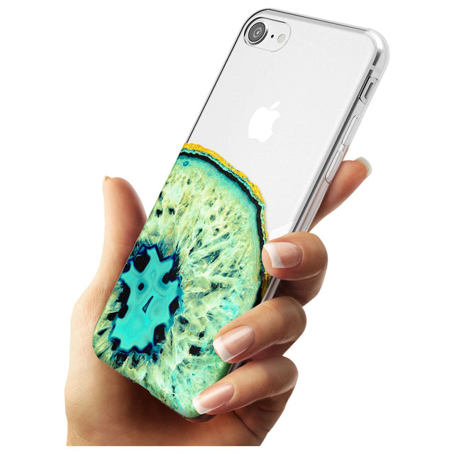Turquoise & Green Gemstone Crystal Clear Design Slim TPU Phone Case for iPhone SE 8 7 Plus