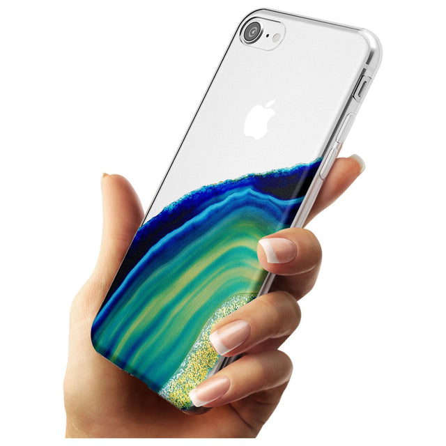 Green & Blue Gemstone Crystal Slim TPU Phone Case for iPhone SE 8 7 Plus