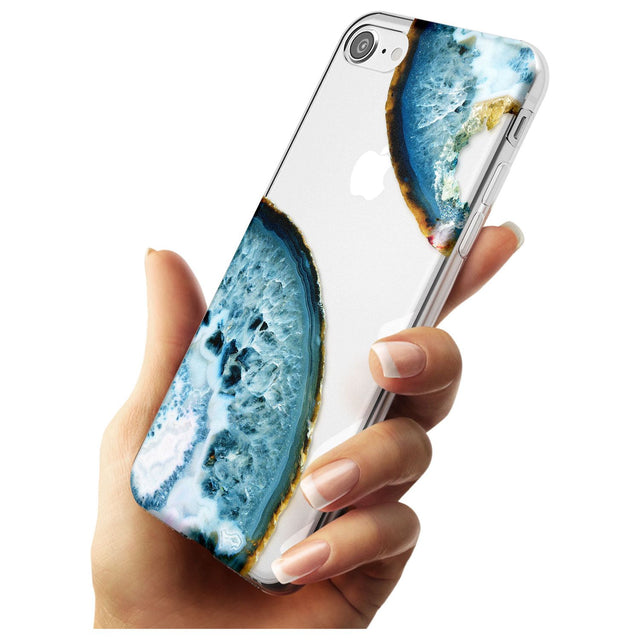 Blue, White & Yellow Agate Gemstone Slim TPU Phone Case for iPhone SE 8 7 Plus
