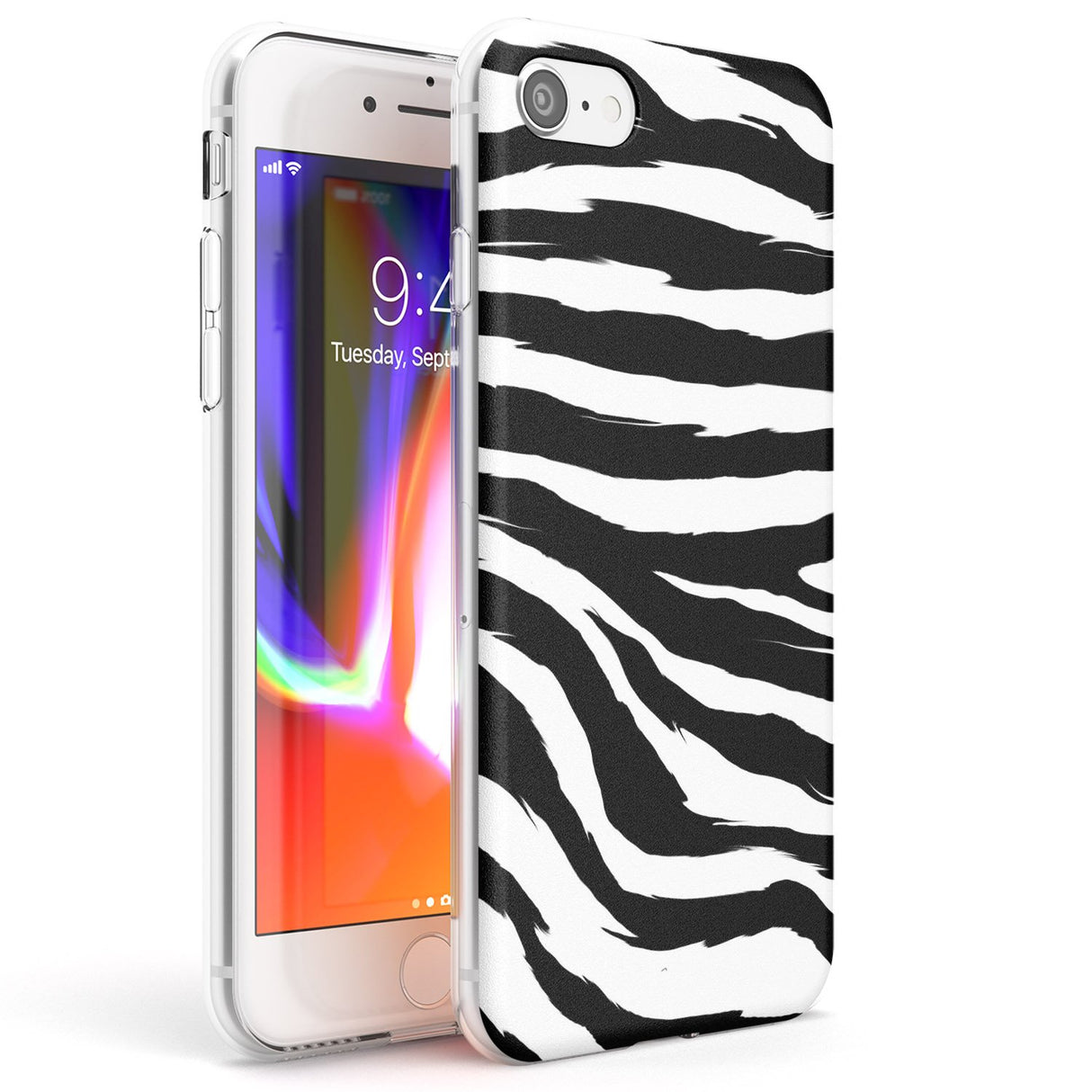 Black Zebra Print Phone Case iPhone 7/8 / Clear Case,iPhone SE / Clear Case Blanc Space
