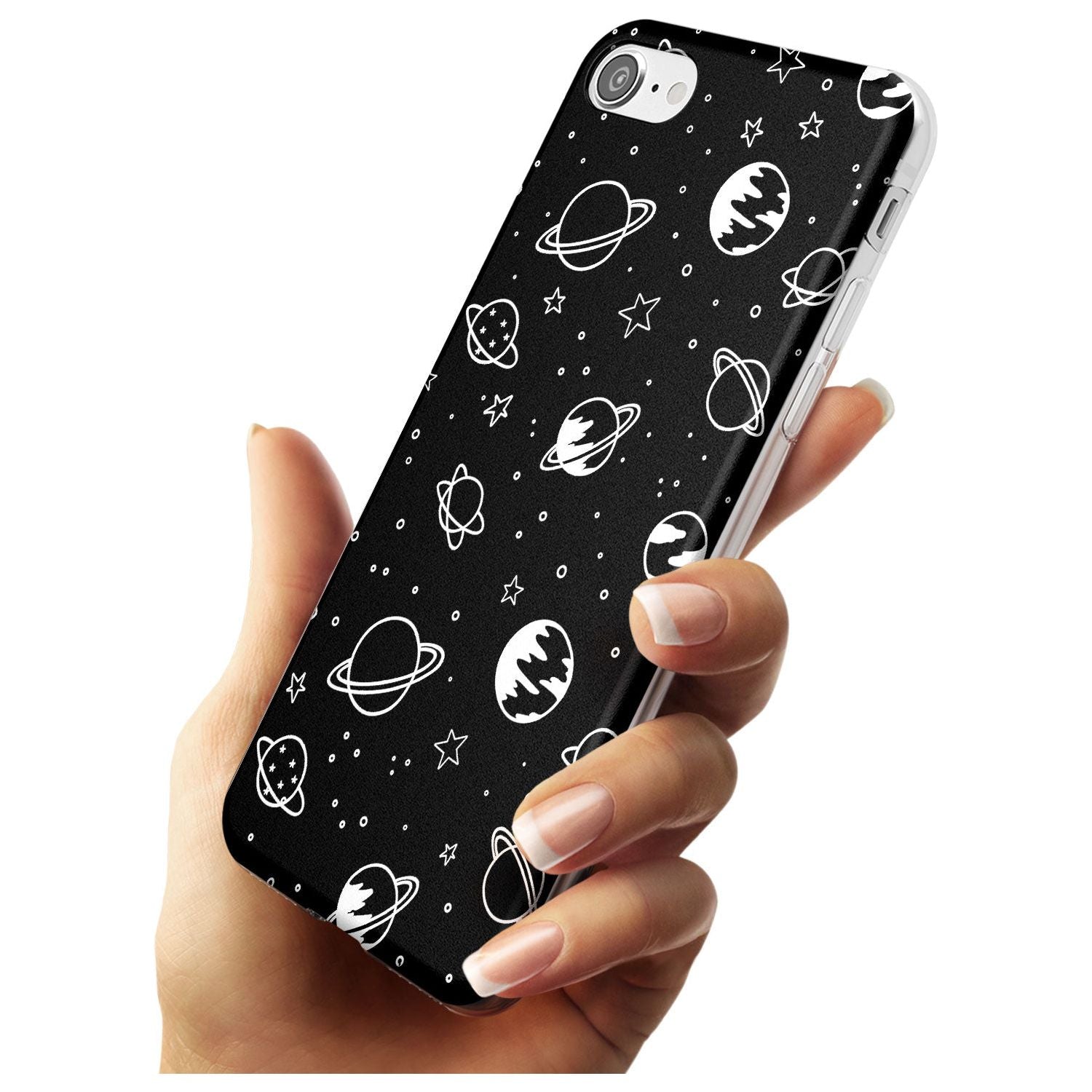 Outer Space Outlines: White on Black Black Impact Phone Case for iPhone SE 8 7 Plus