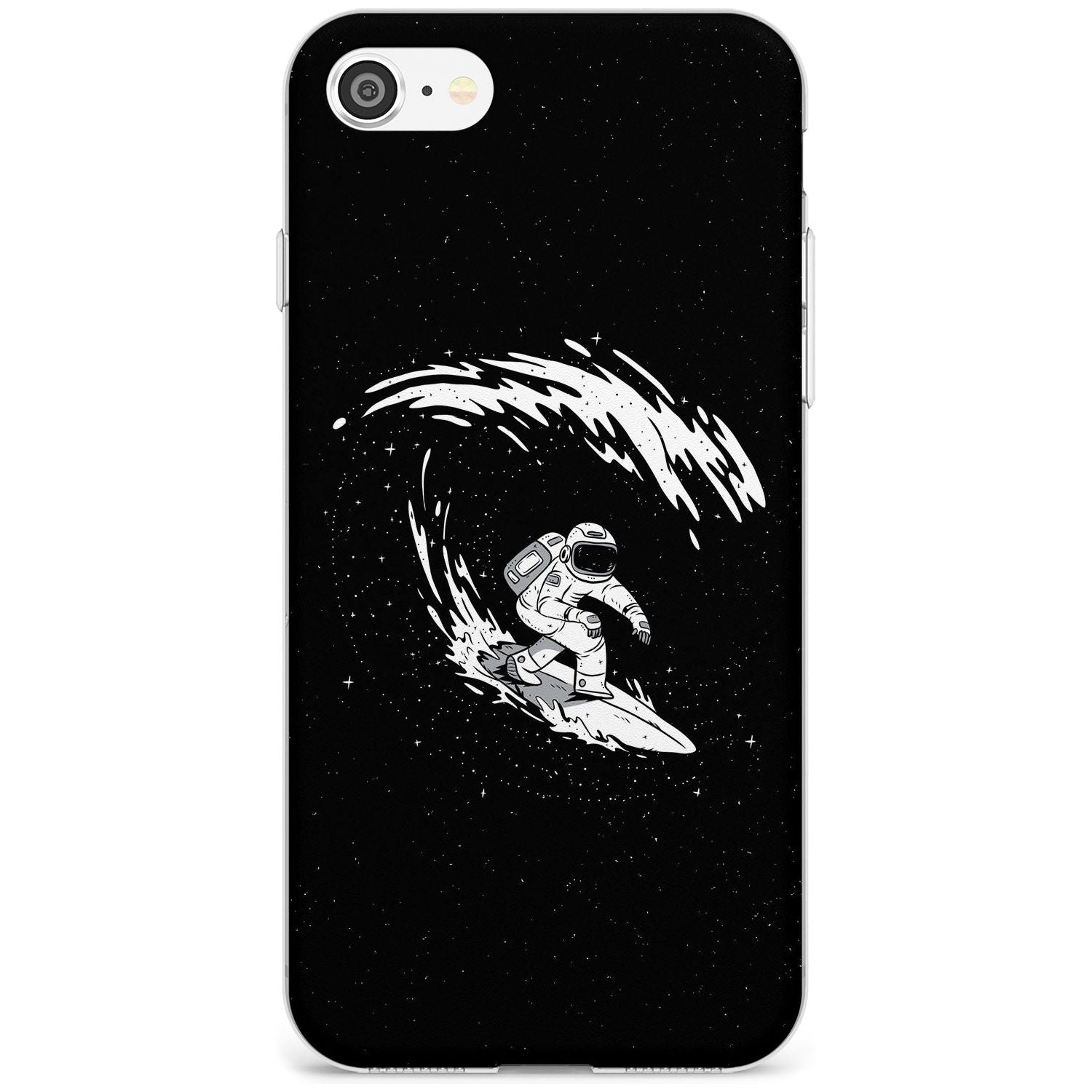 Surfing Astronaut Black Impact Phone Case for iPhone SE 8 7 Plus