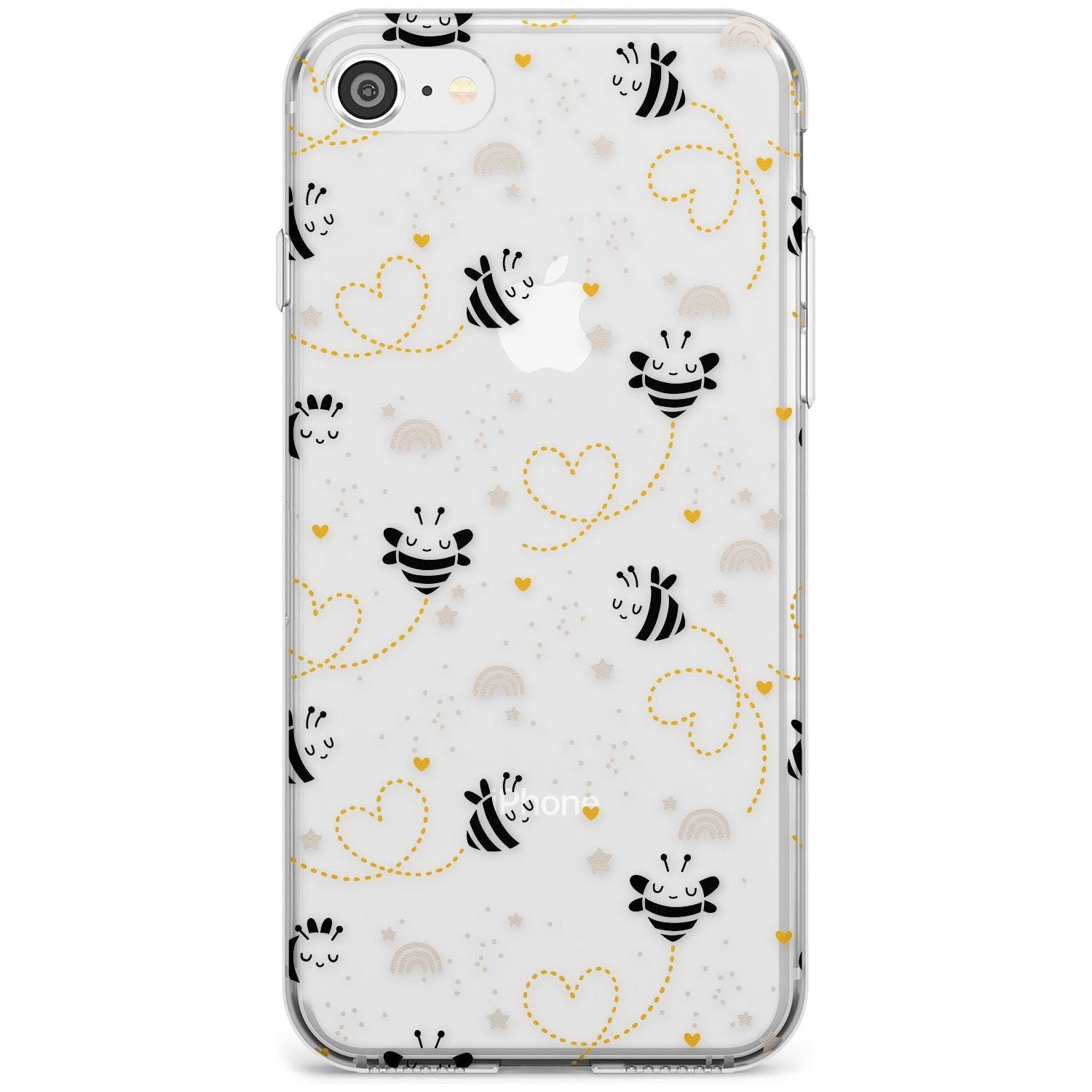 Sweet as Honey Patterns: Bees & Hearts (Clear) Slim TPU Phone Case for iPhone SE 8 7 Plus