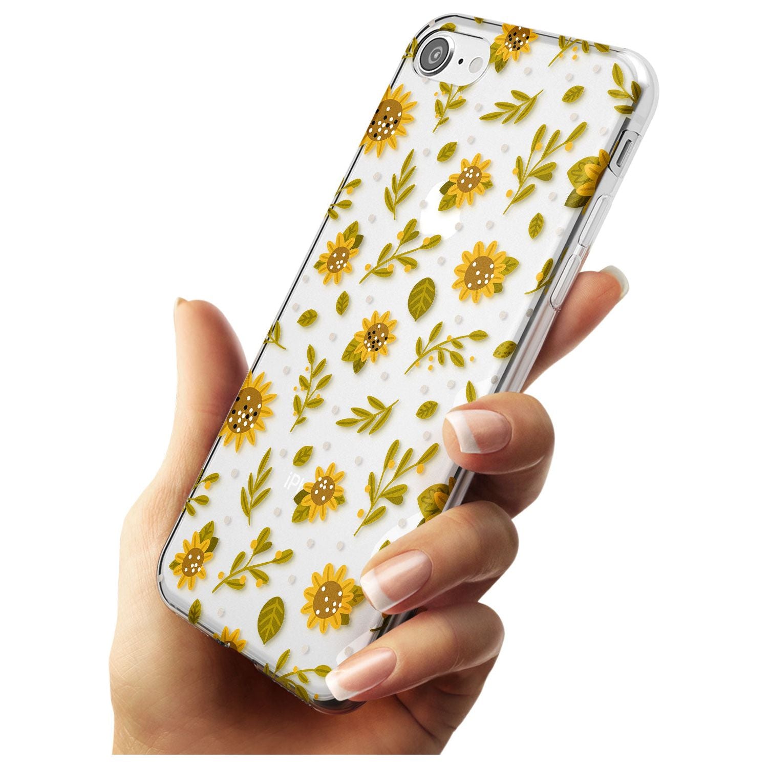 Sweet as Honey Patterns: Sunflowers (Clear) Slim TPU Phone Case for iPhone SE 8 7 Plus