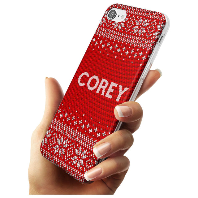 Personalised Red Christmas Knitted Jumper Slim TPU Phone Case for iPhone SE 8 7 Plus