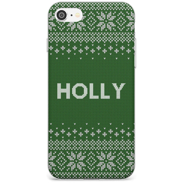 Personalised Green Christmas Knitted Jumper Slim TPU Phone Case for iPhone SE 8 7 Plus