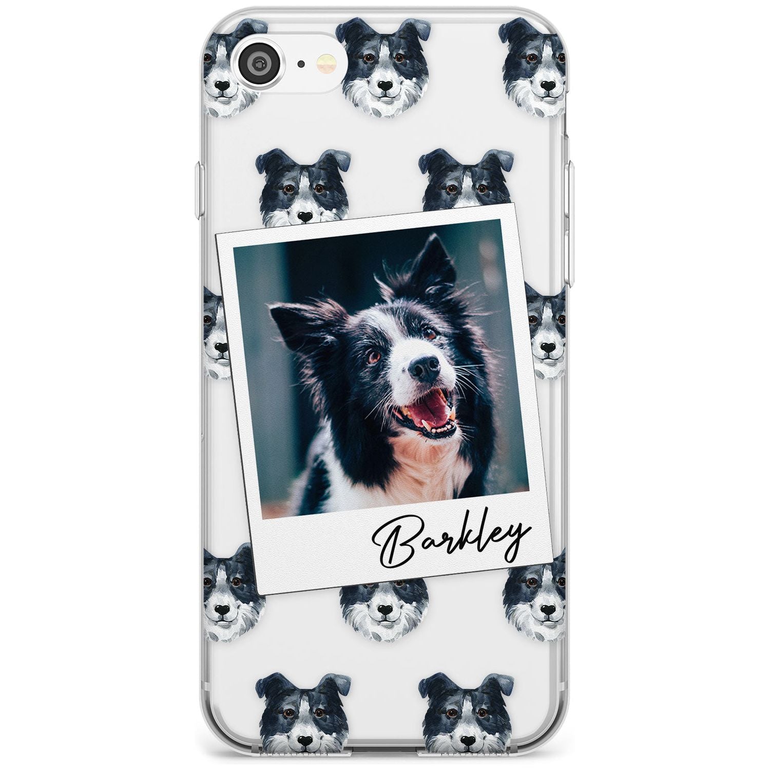 Border Collie - Custom Dog Photo Black Impact Phone Case for iPhone SE 8 7 Plus