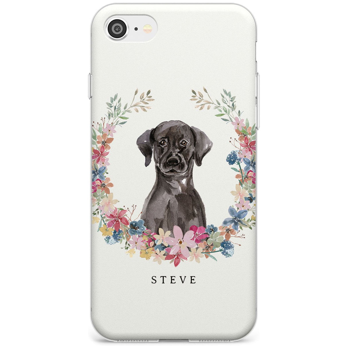 Black Lab Watercolour Dog Portrait Slim TPU Phone Case for iPhone SE 8 7 Plus