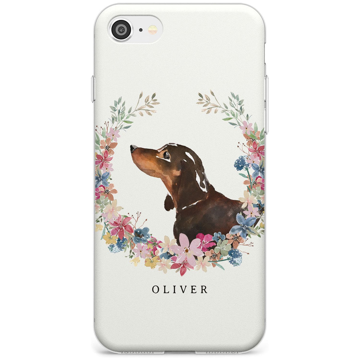 Black & Tan Dachshund - Watercolour Dog Portrait Slim TPU Phone Case for iPhone SE 8 7 Plus