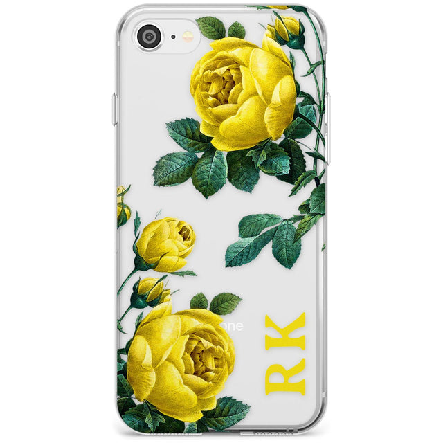 Custom Clear Vintage Floral Yellow Roses Slim TPU Phone Case for iPhone SE 8 7 Plus