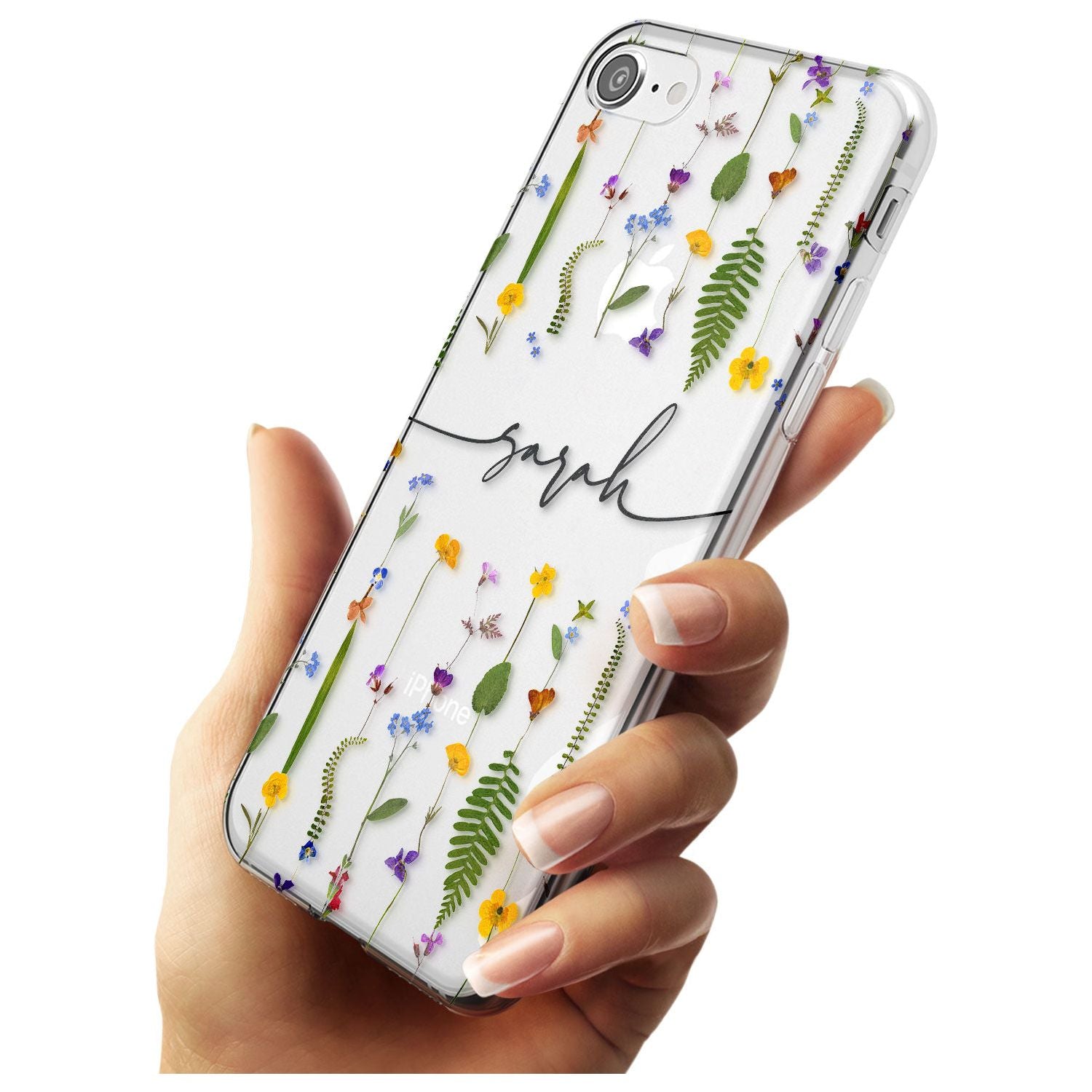 Custom Wildflower Lines Black Impact Phone Case for iPhone SE 8 7 Plus
