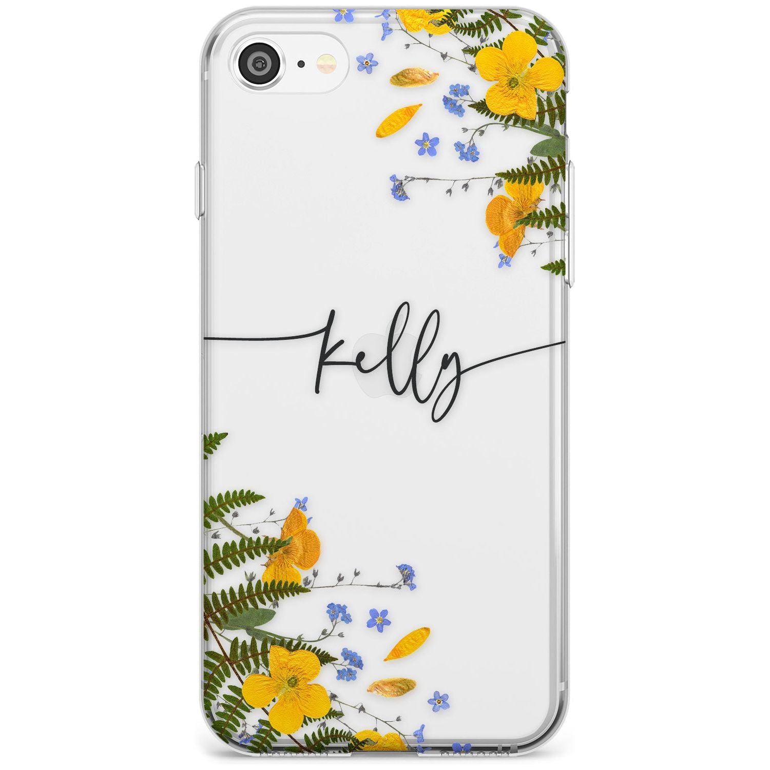 Custom Ferns & Flowers Black Impact Phone Case for iPhone SE 8 7 Plus