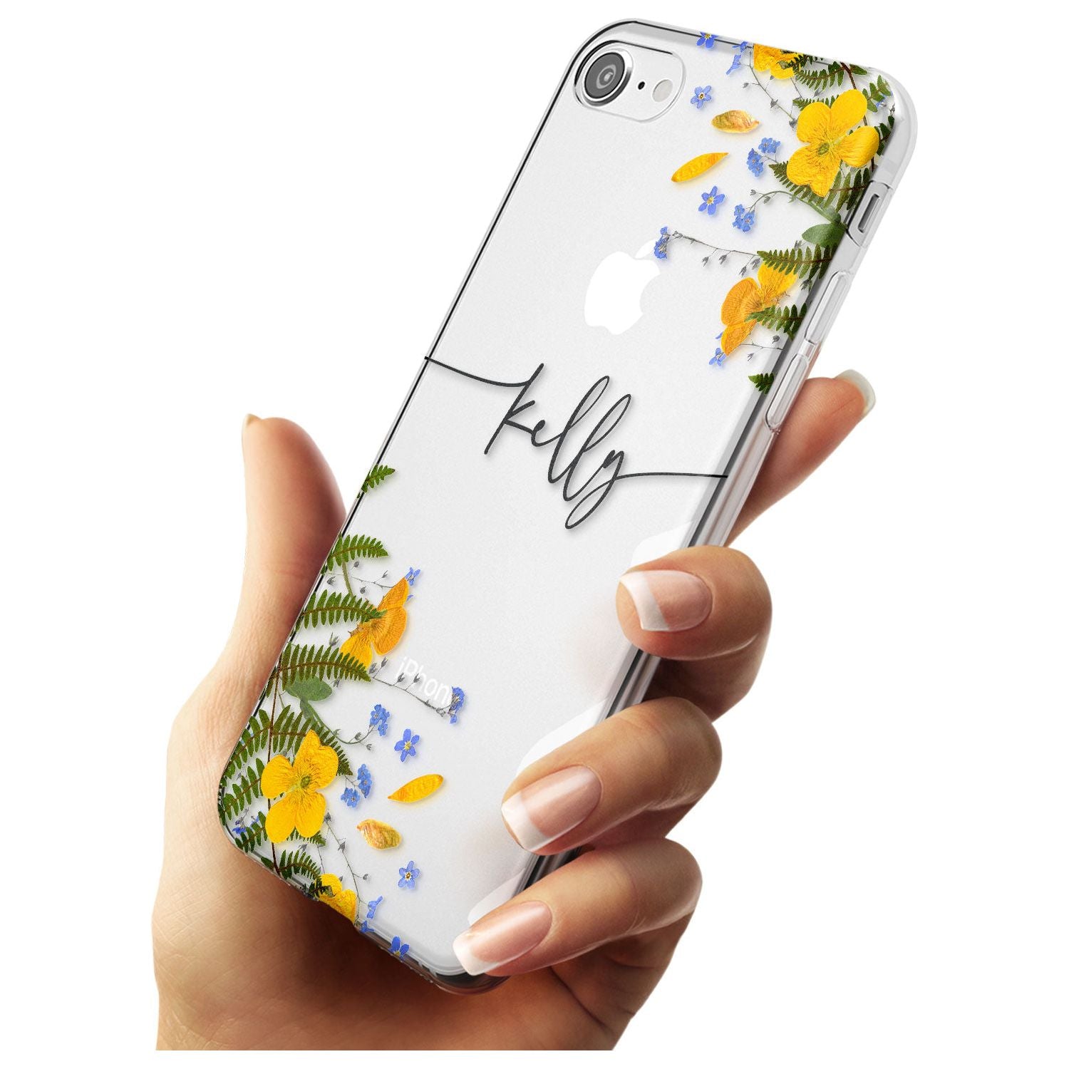 Custom Ferns & Flowers Black Impact Phone Case for iPhone SE 8 7 Plus